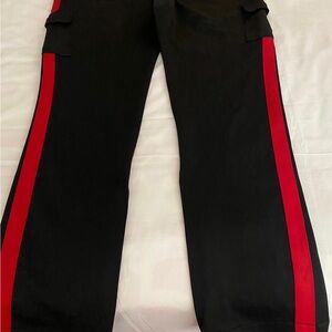 Men's Black and Red Cargo Pants